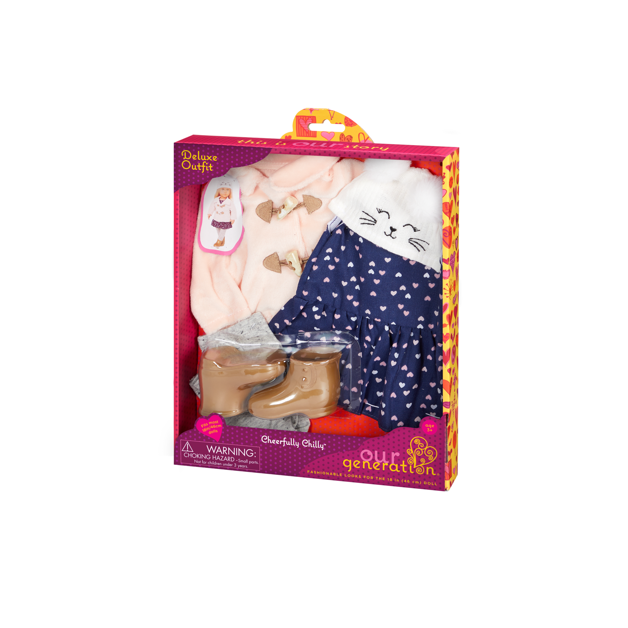 Completo moda con mantello per bambole da 46 cm