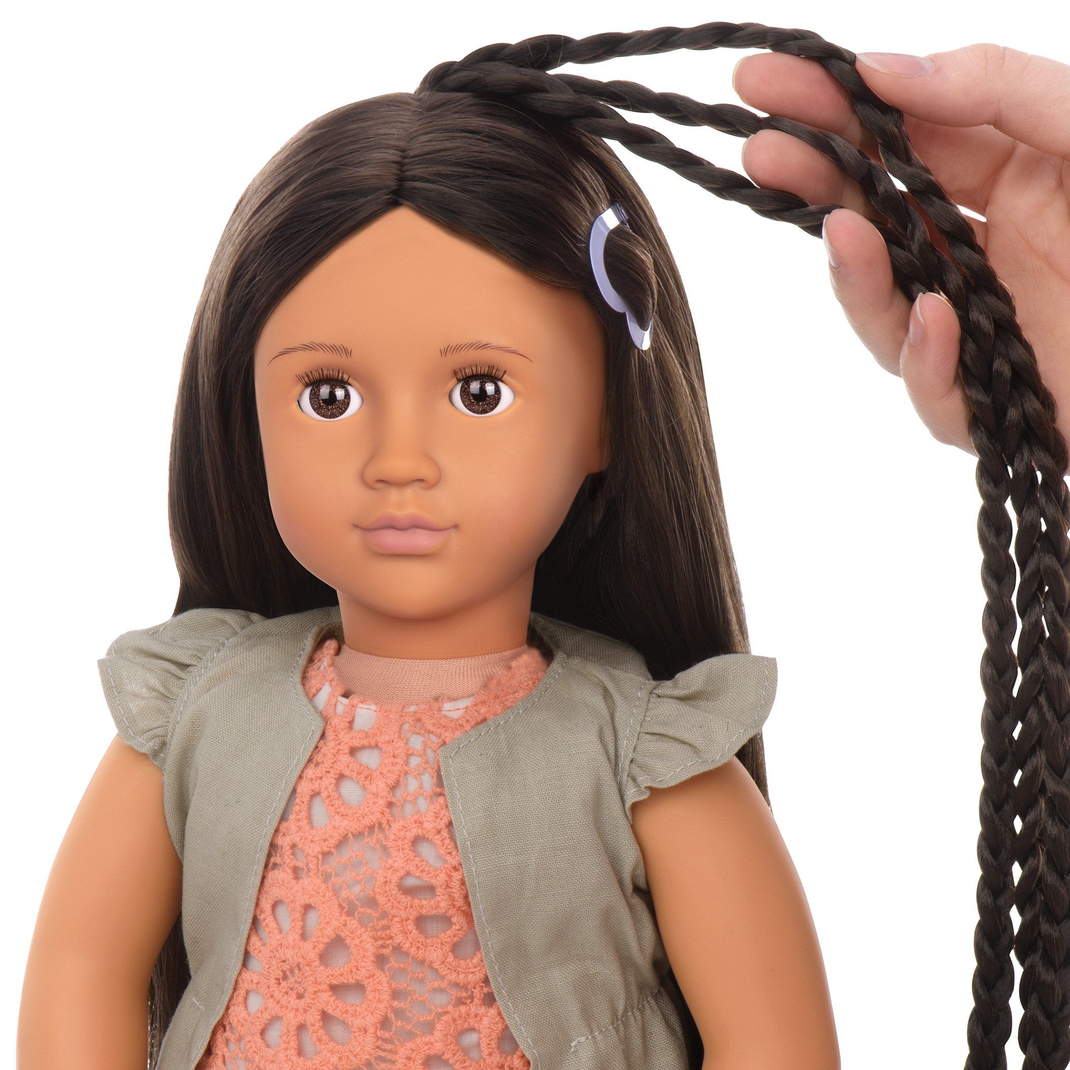 Bambola con lunghi capelli e trecce allungabili da 46 cm