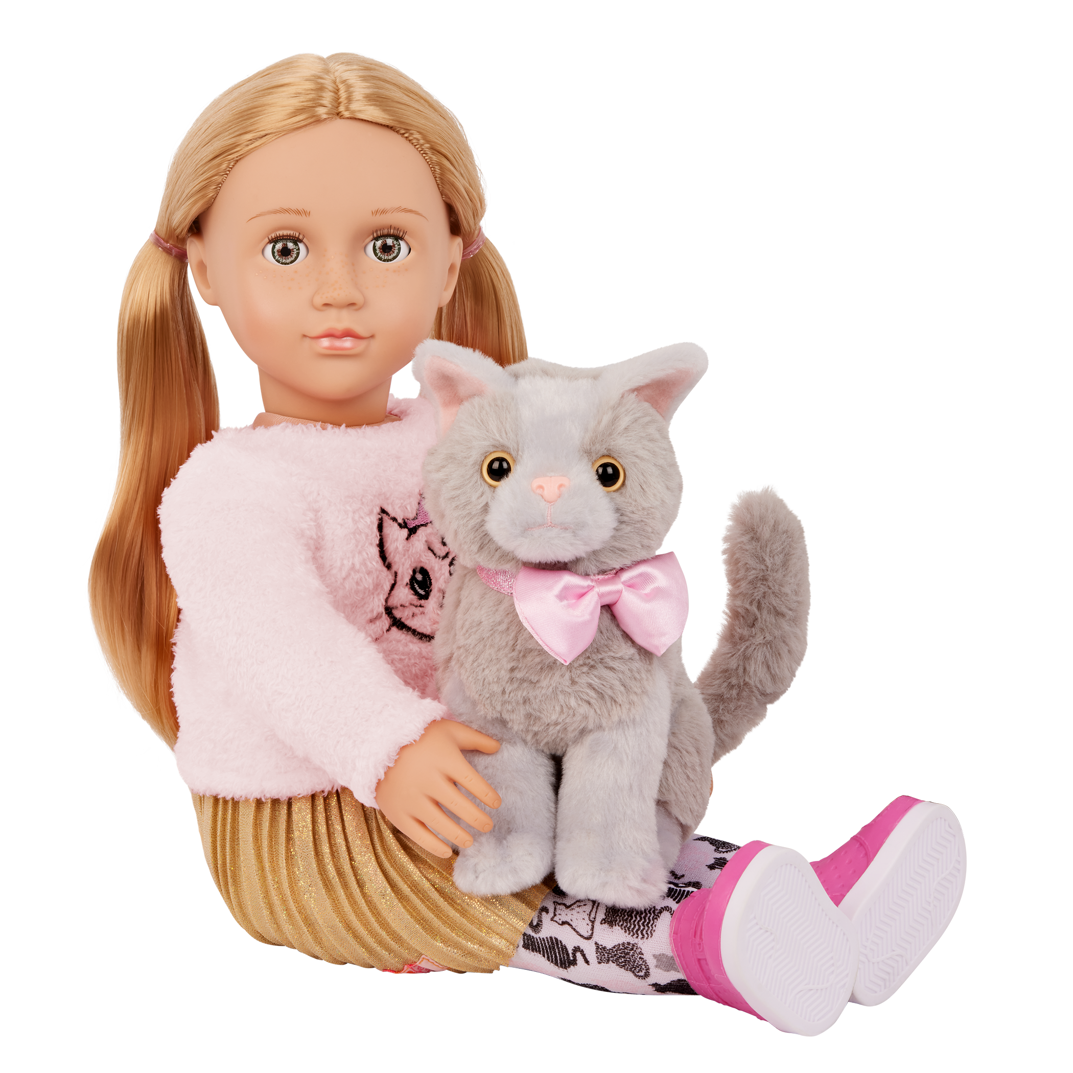 Bambola e cucciolo di gatto da 46 cm con set di peluche