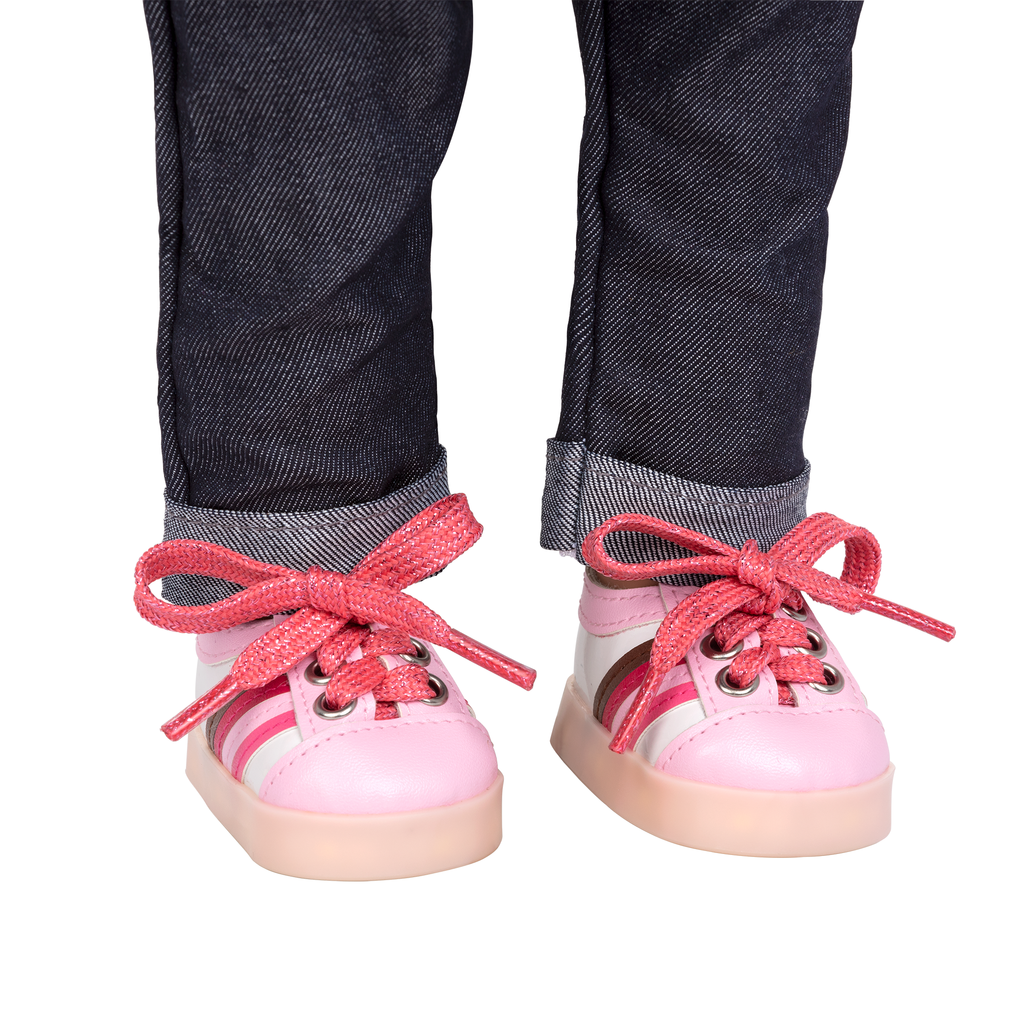 Scarpe luminose rosa per bambole da 46 cm