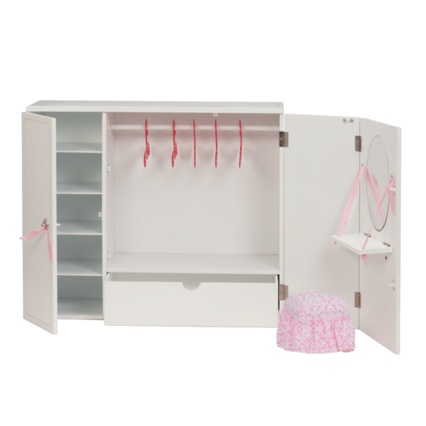 Wooden Wardrobe Closet for 46 cm Dolls