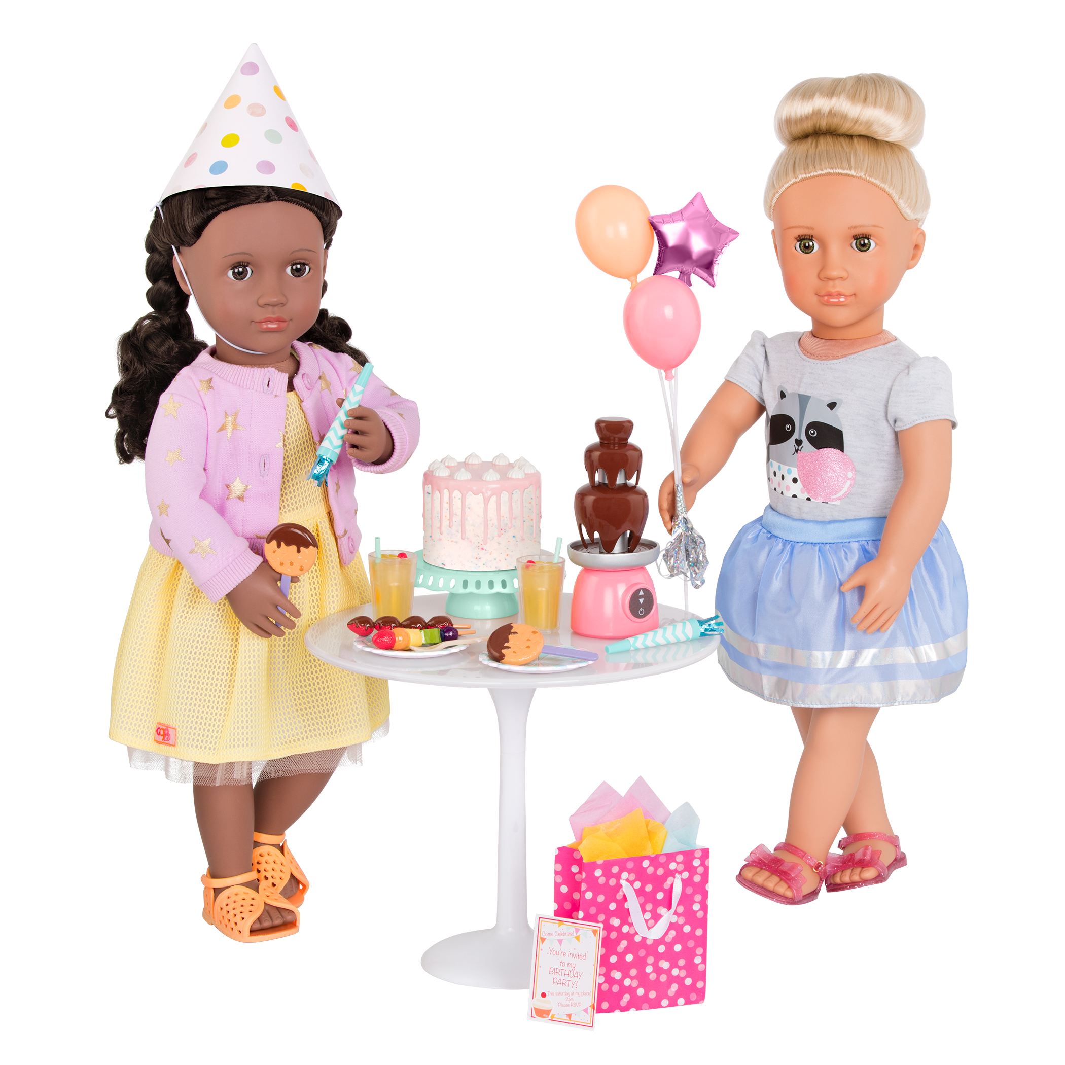 18-inch doll with birthday party playset