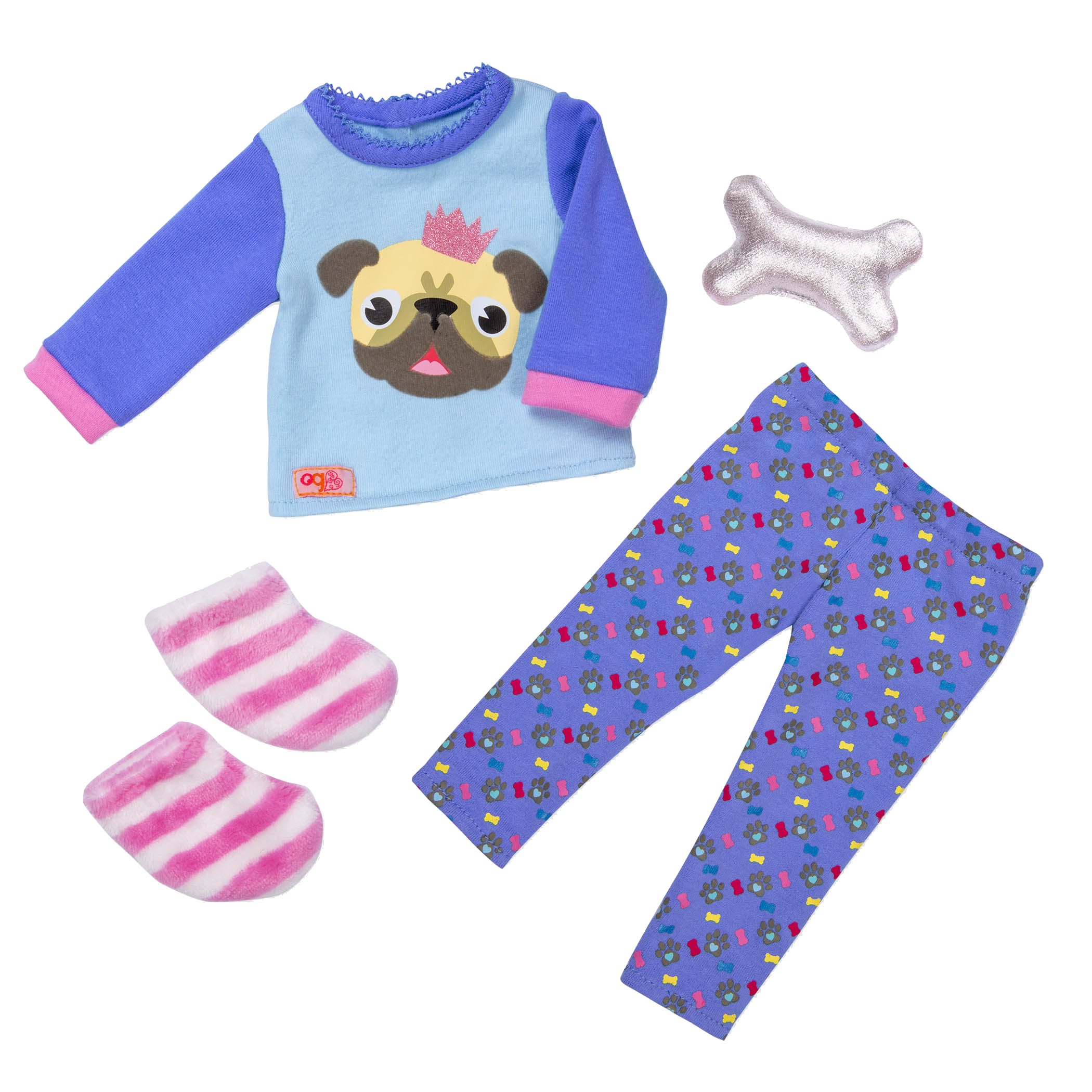 Pug-jama Party Sleepwear Outfit per bambola di 46 cm;Pug-jama Party Sleepwear Outfit per bambola di 46 cm;Pug-jama Party Sleepwear Outfit per bambola di 46 cm