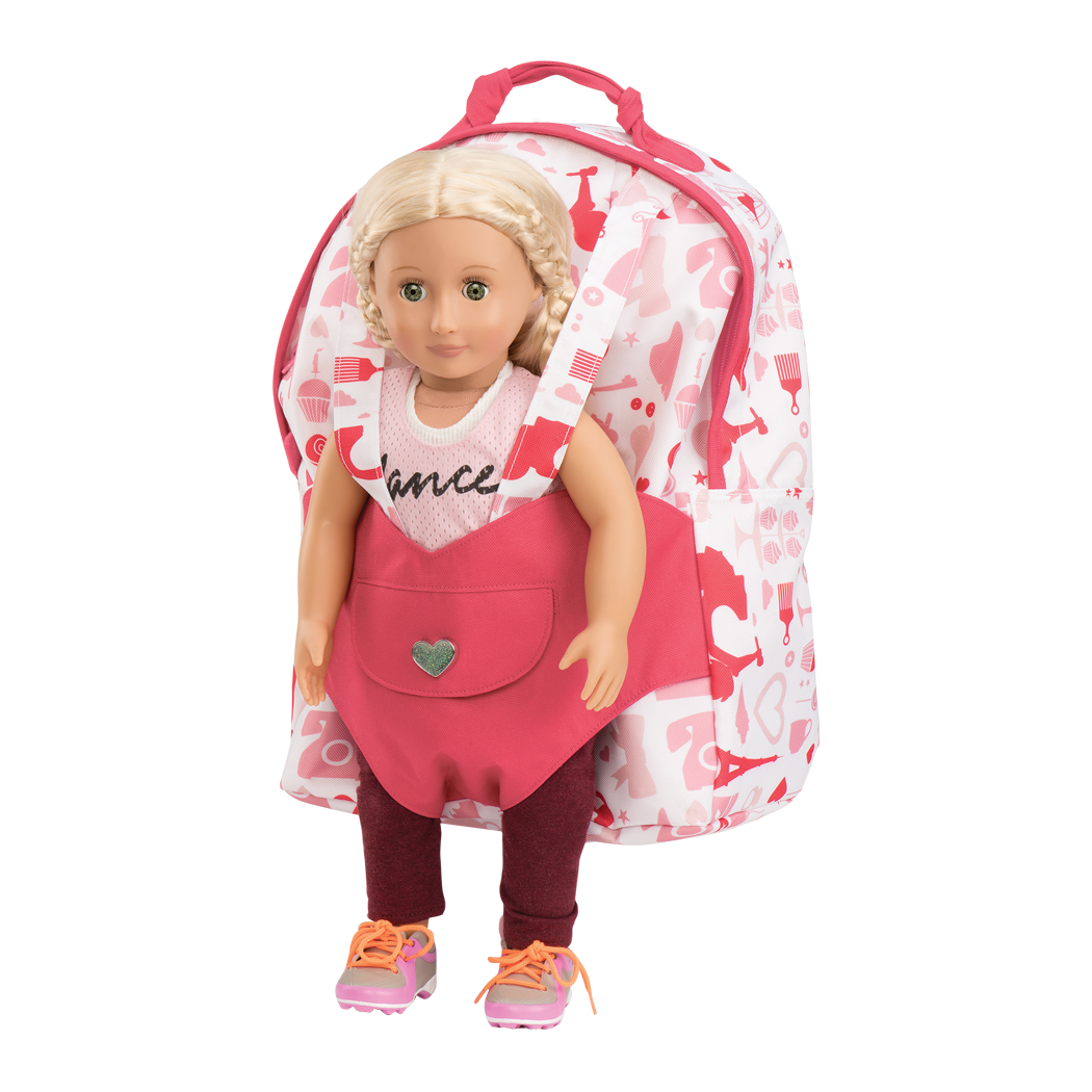 Zaino Hop on Carrier - Stampa Woodland per bambole da 46 cm; Zaino Hop on Carrier - Stampa Woodland per bambole da 46 cm; Zaino Hop on Carrier - Stampa Woodland per bambole da 46 cm.
