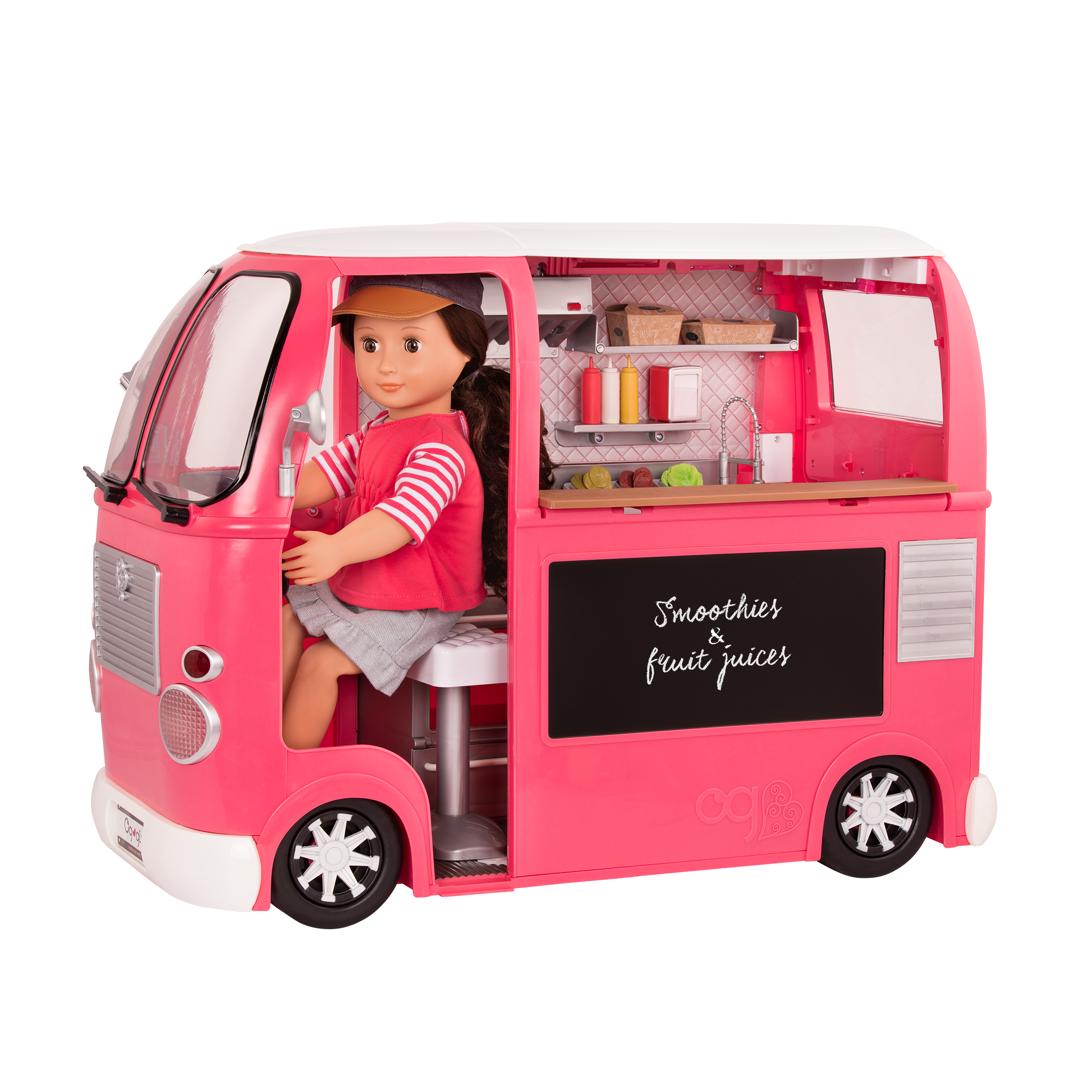 Grill to Go Food Truck rosa per bambole da 46 cm